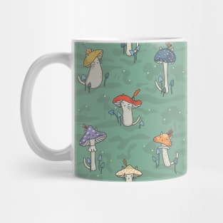 Afternoon forest meeting of the mushroom cats Mug